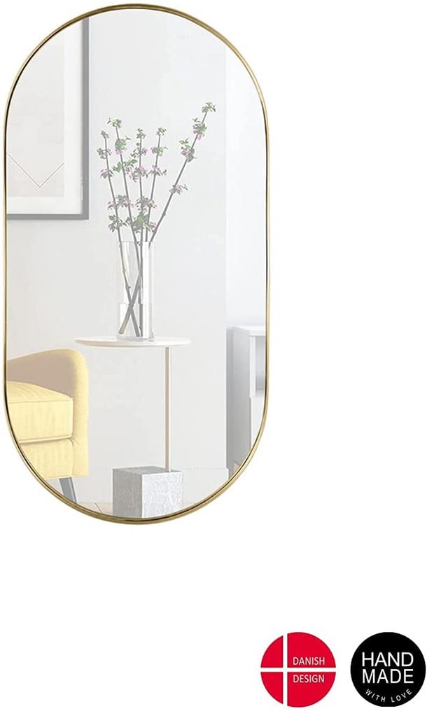 Spiegel Oval mit Gold Metallrahmen [H 100* B 50* T 5cm]